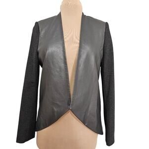 Blaque‎ Label Faux Leather Blazer Black Open Front Jacket Medium Grunge Gothcore